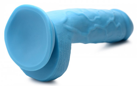 8.25 Inch Dildo with Balls - Blue