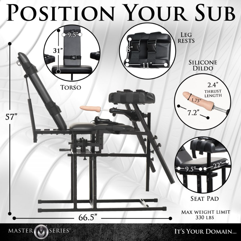 Leg Spreader Obedience Chair with Sex Machine