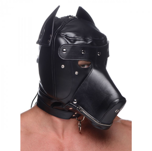 Muzzled Universal BDSM Hood with Removable Muzzle