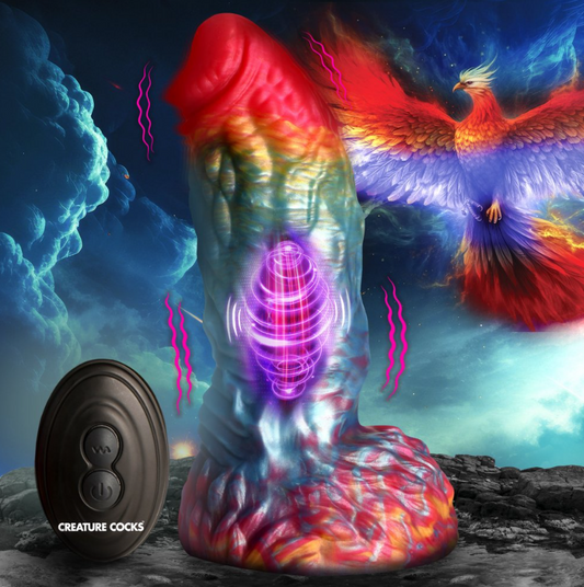 Rainbow Phoenix Vibrating Silicone Dildo with Remote