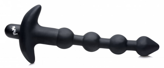 Remote Control Vibrating Silicone Anal Beads - Black