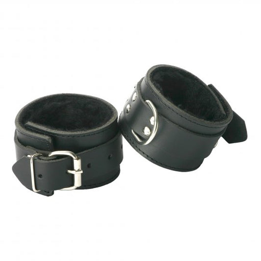 Plush faux fur lined wrist and ankle cuffs with D-ring for attachment, displayed in pairs on a neutral background.